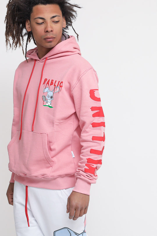 Felpa Cappuccio Stampa Coniglio - Rosa