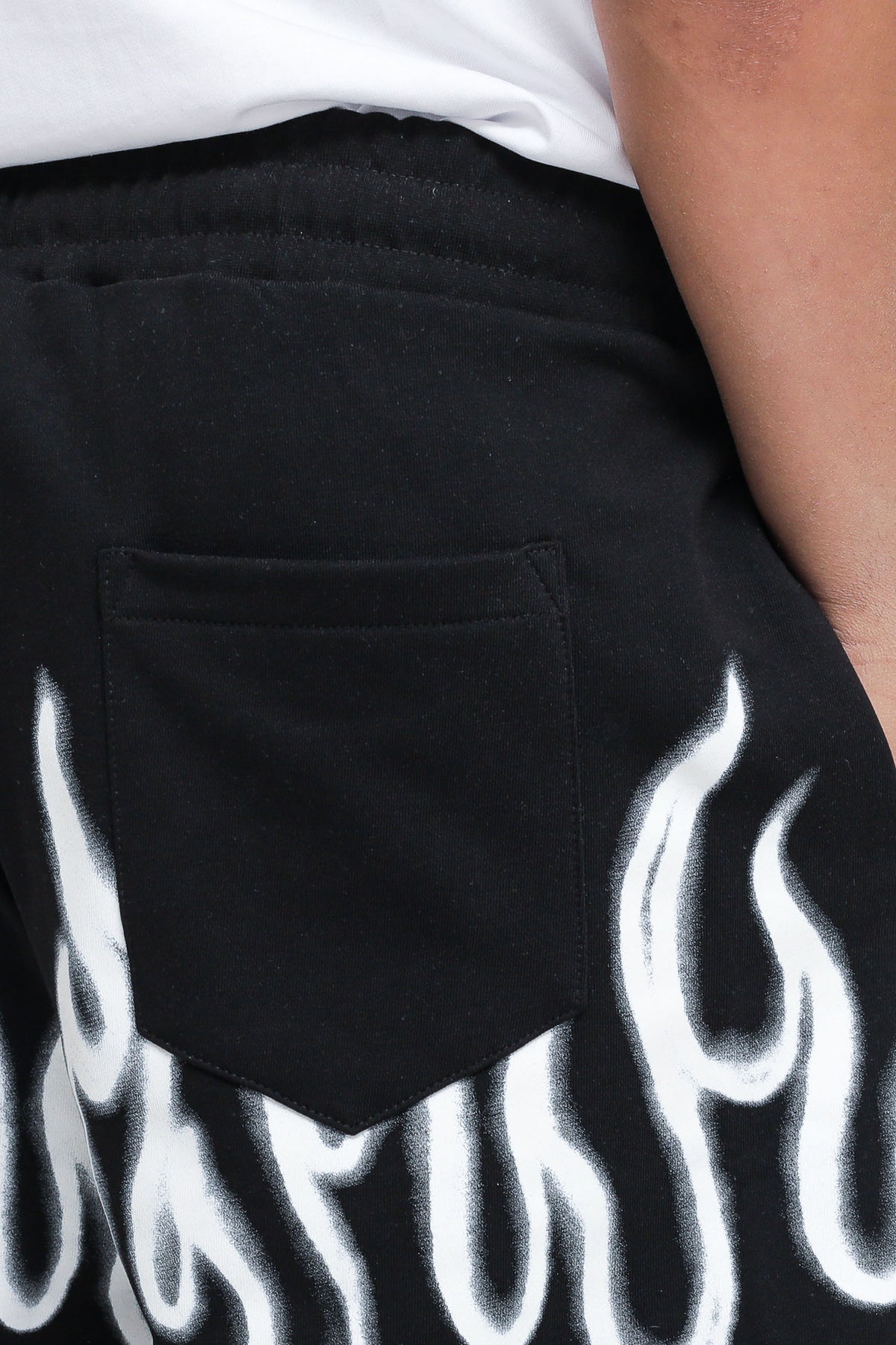 Bermuda With White Spray Flames - Black — 2