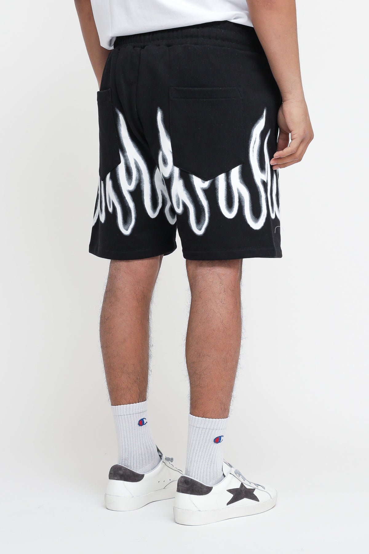 Bermuda With White Spray Flames - Black — 3