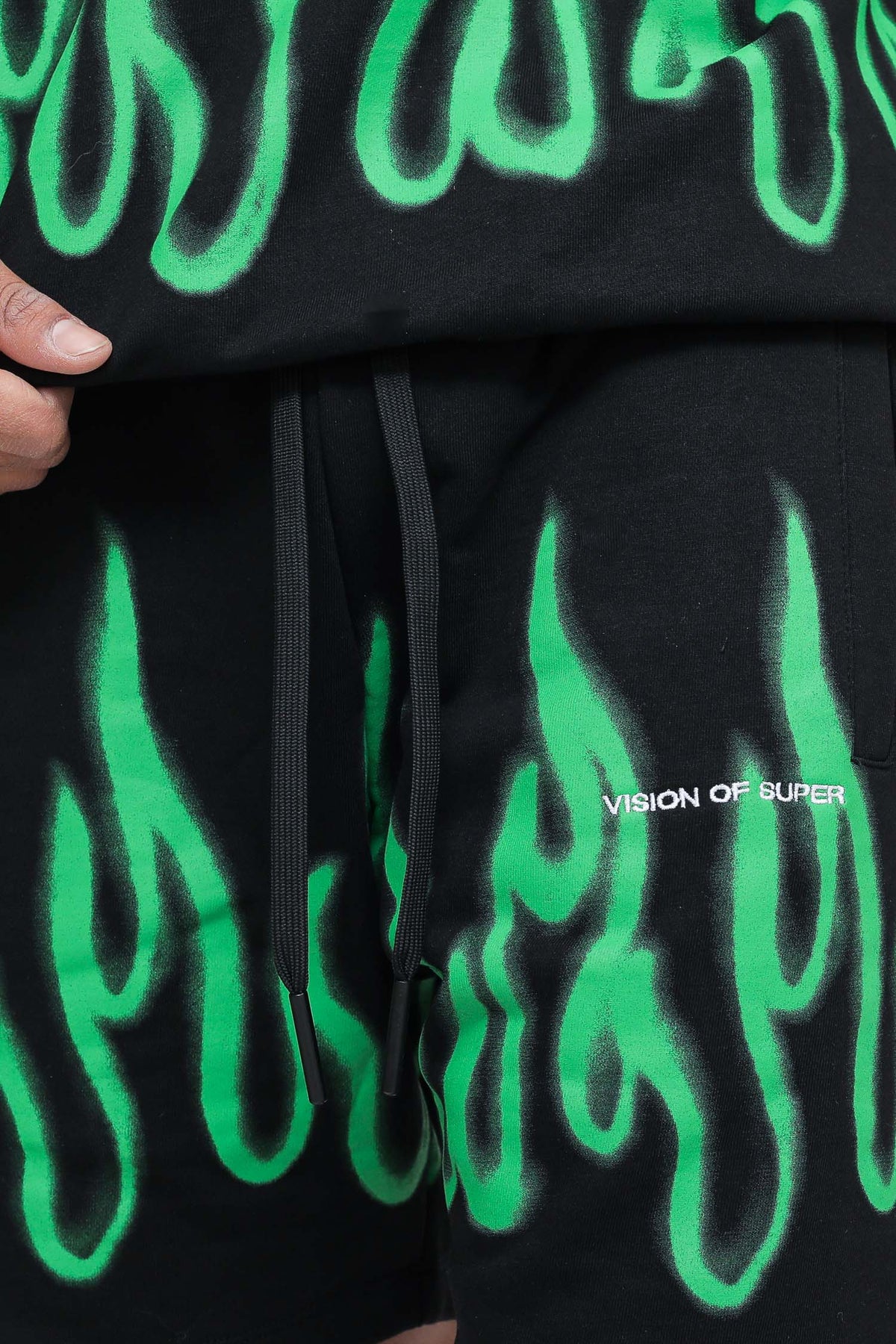 Shorts With Green Spray Flames - Black — 5