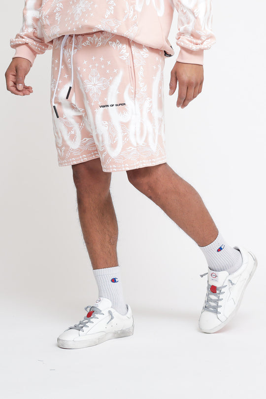 Shorts With Bandana Print - Pink