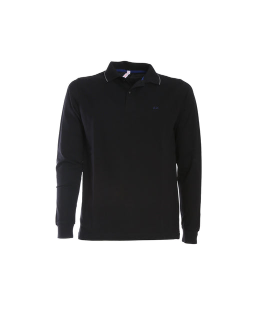 Polo El Small Stripes On Collar L/S - Nero