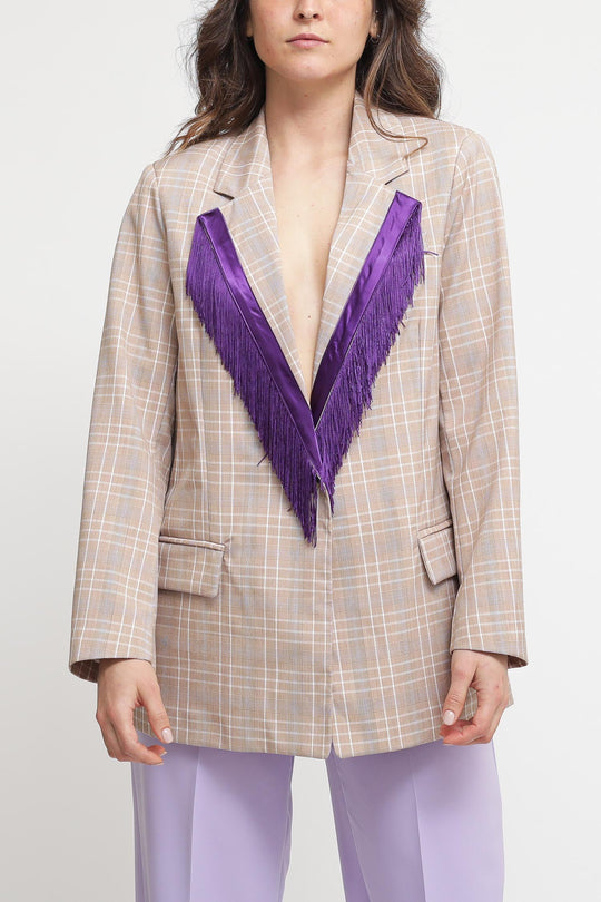 Giacca Frange - Quadro Beige