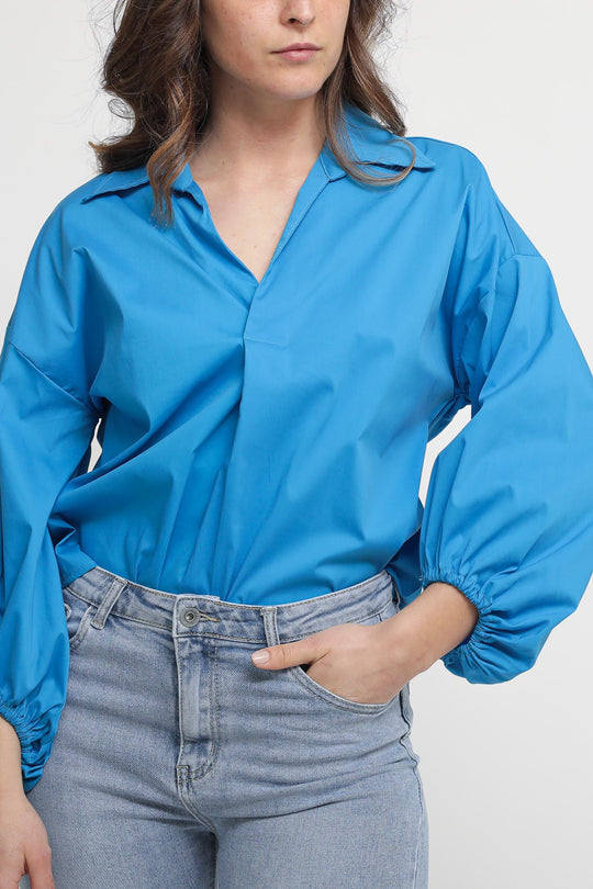 Camicia Manica Elastico - Turchese