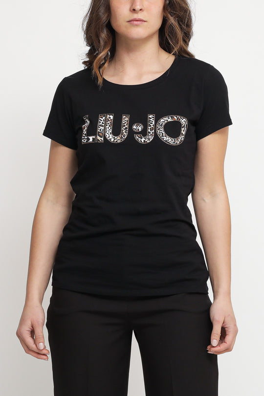 T-shirt Liujo Portalogo - Nero/Liujo animalier