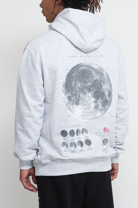 Felpa Cappuccio Stampa Luna - Grigio