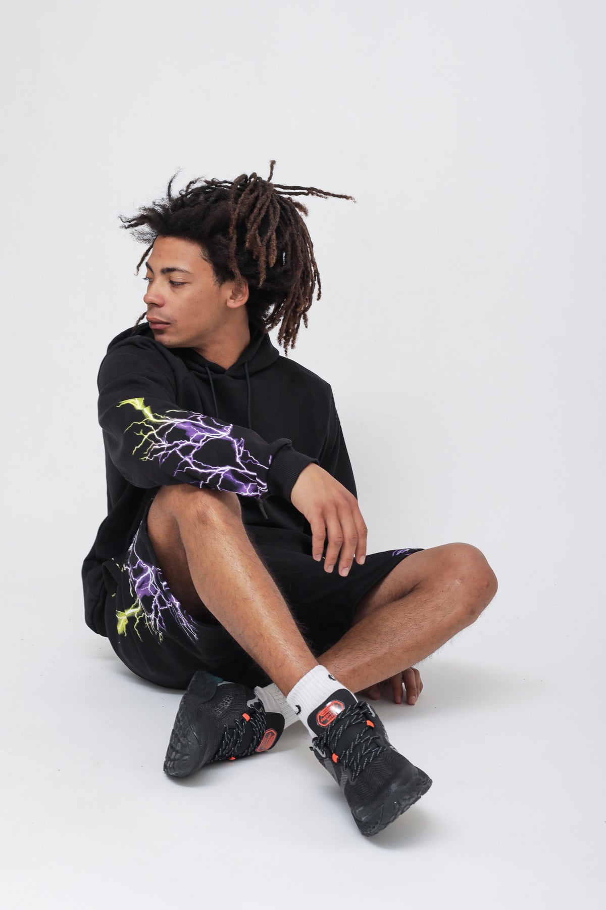 Shorts With Purple and Yellow Lightning - Black — 4