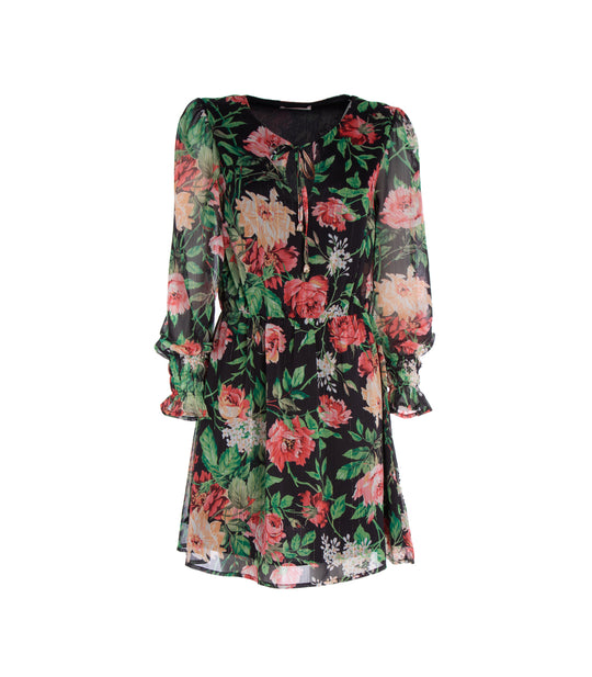 Abitino Corto Goccia Fantasia - Nero Fiori