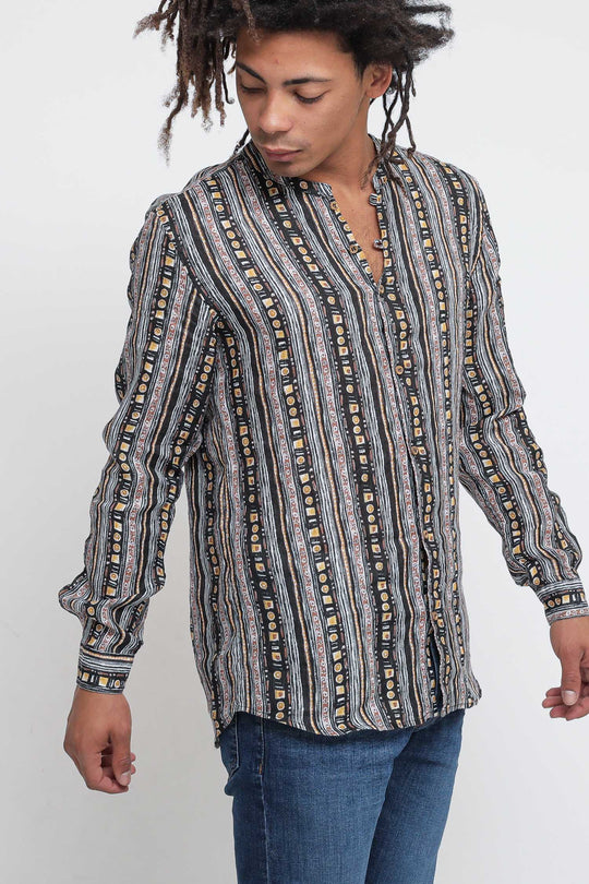 Camicia Lino Nero - Fantasia