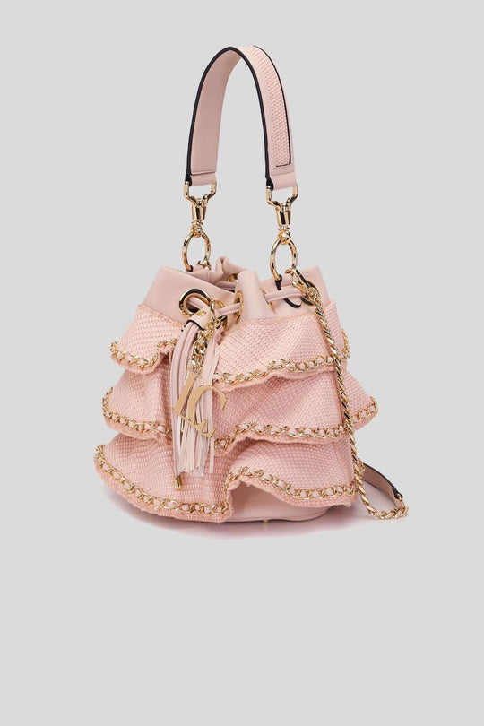 Wave Bucket Raffia Synthetic - Pink