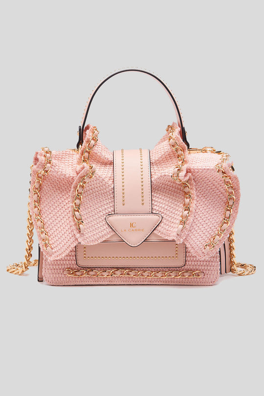 Wave Handbag Raffia Synthetic - Pink