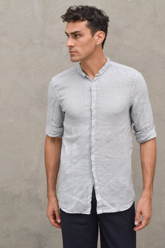 Camicia Colletto Lino - Grigio