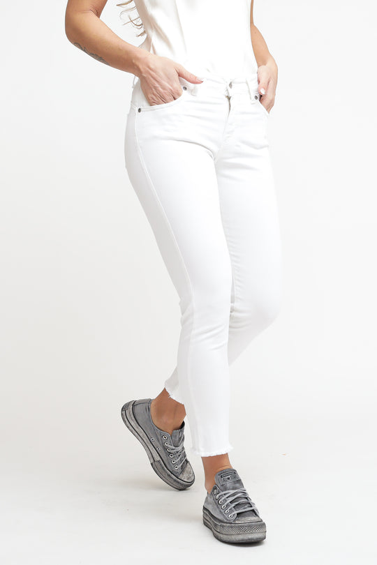 Pantalone 5 Tasche Fiammato - Bianco