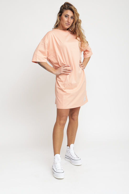 Patch Detail T-shirt Dress - Coral Pink