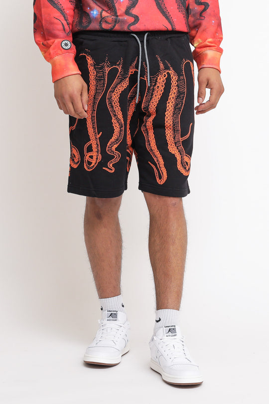 Octopus Outline Sweatshort - Black