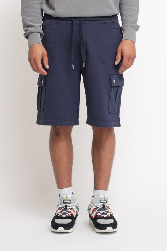 Pant Short Cargo Cold Dye Cotton Fleece - Navy Blue