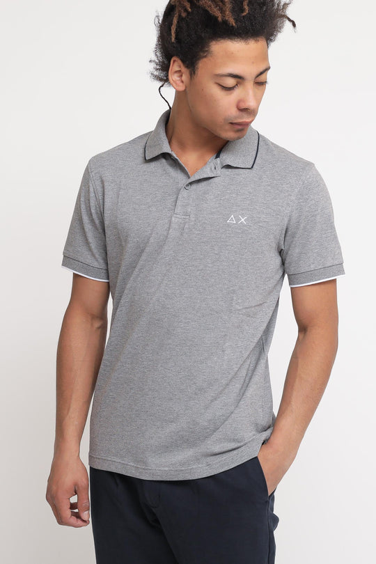 Polo Small Stripe On Collar - Grigio Medio