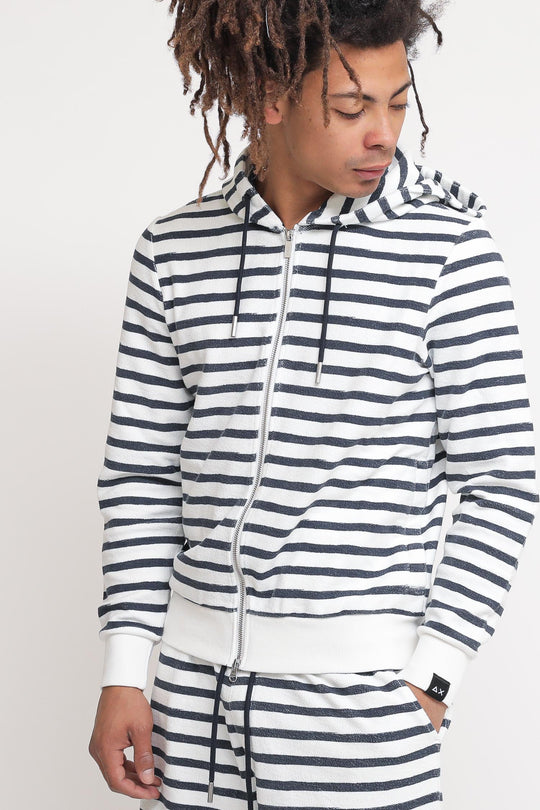 Hood Full Print Cotton - Bianco Panna Nevy Blue