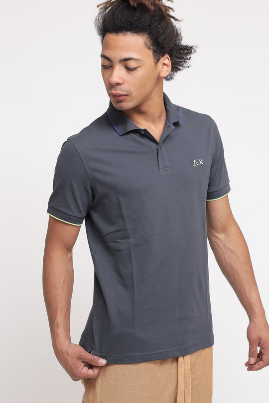 Polo Small Stripe On Collar - Inchiostro