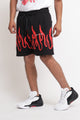 Printed And Embroidered Fleece Shorts - Black Red
