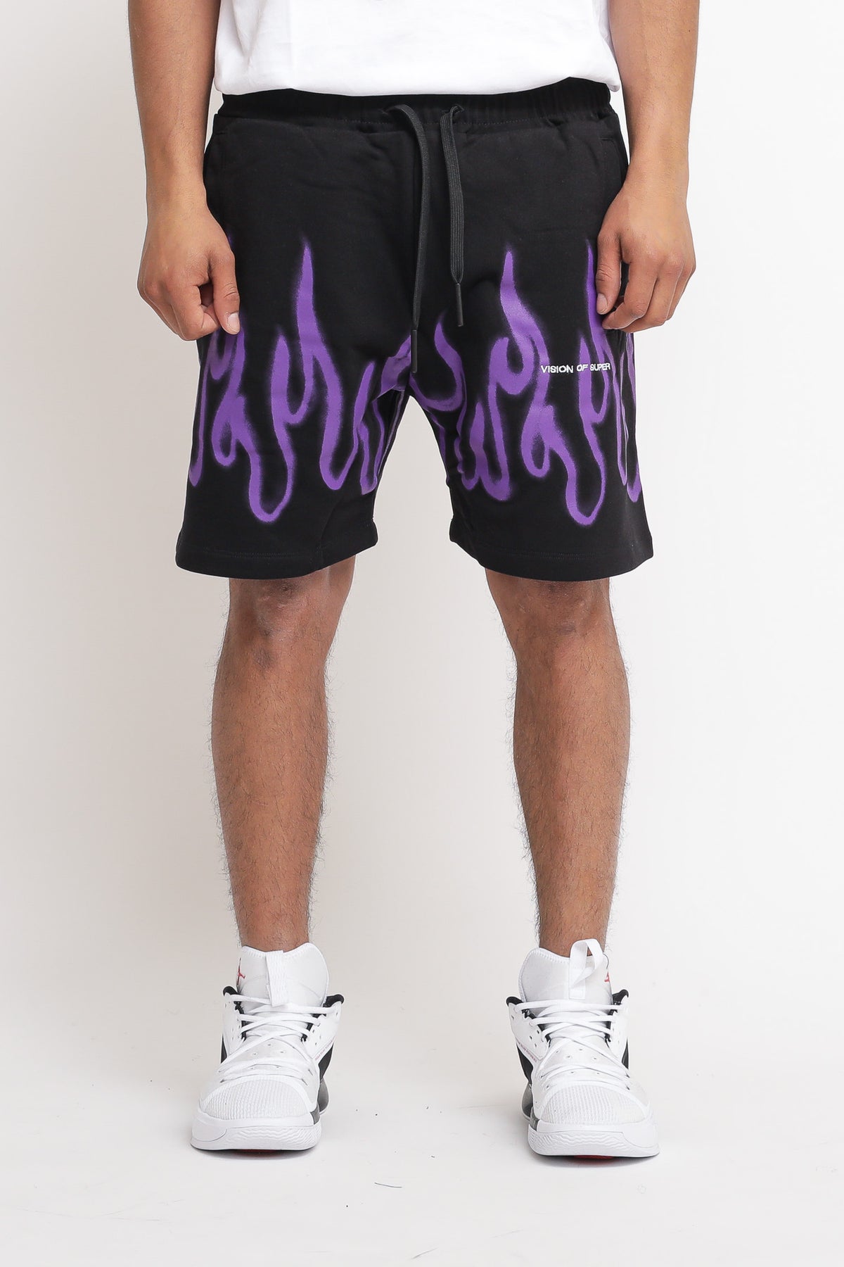 Sweatshorts With Print And Embroidery - Black Purple — 1