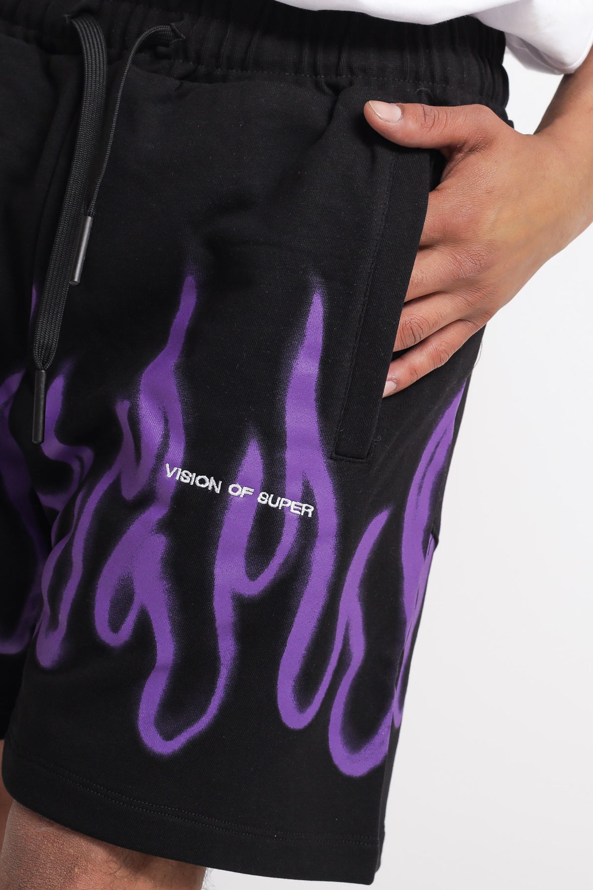 Sweatshorts With Print And Embroidery - Black Purple — 2