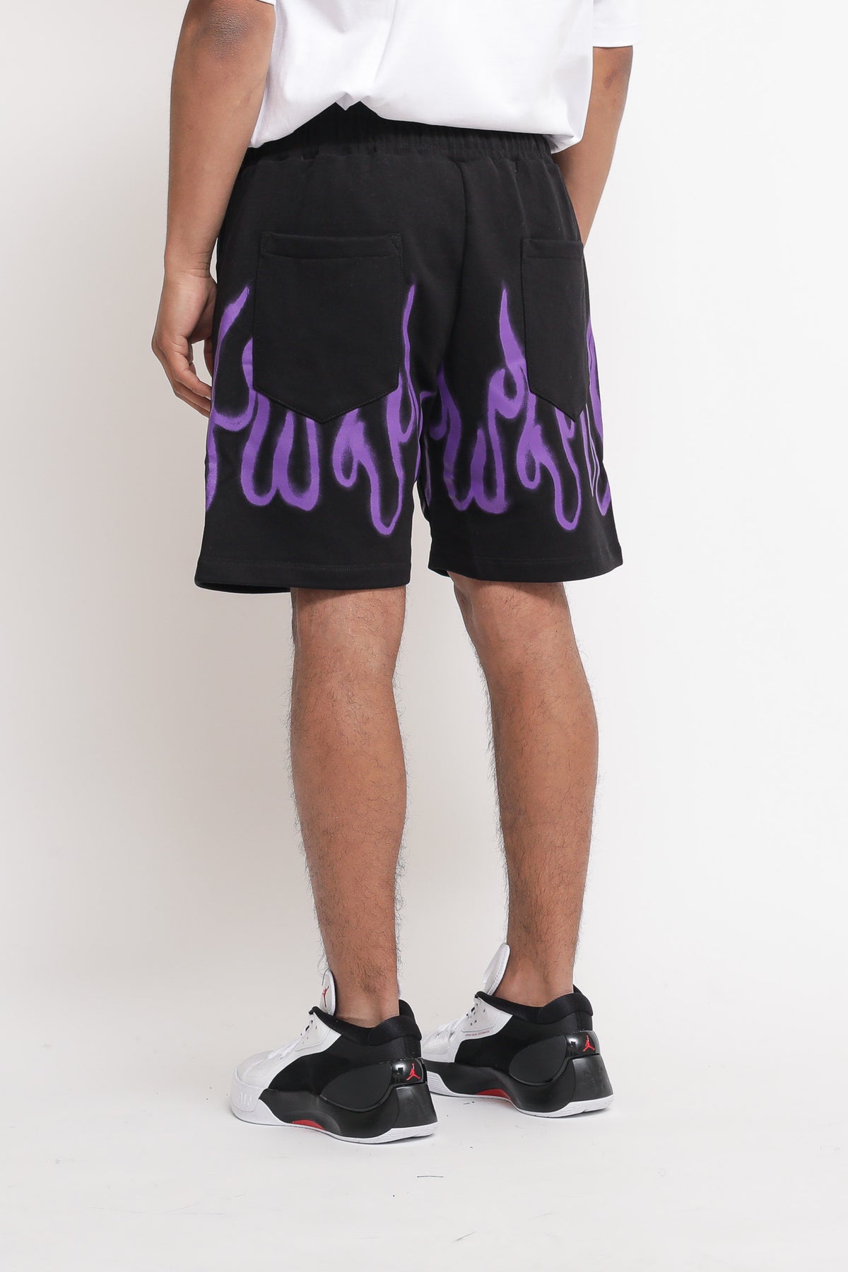 Sweatshorts With Print And Embroidery - Black Purple — 3