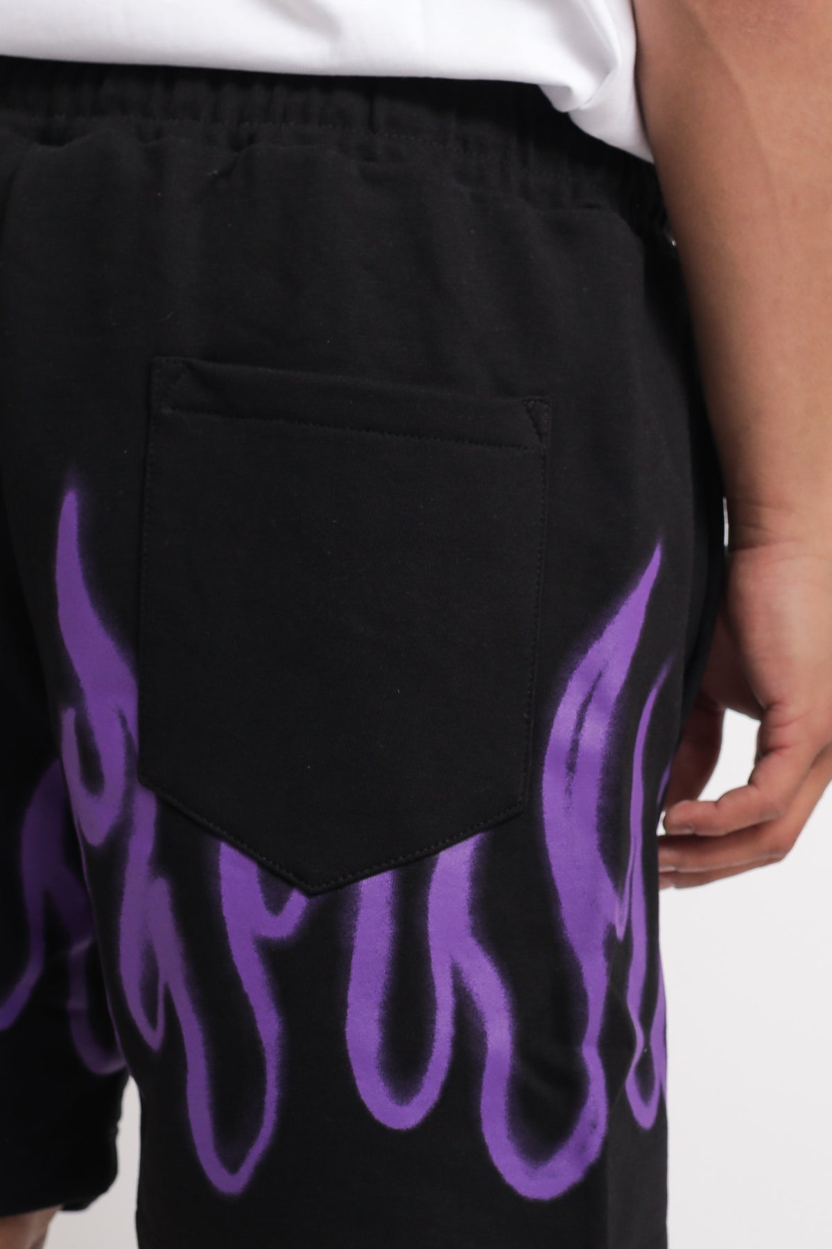 Sweatshorts With Print And Embroidery - Black Purple — 4