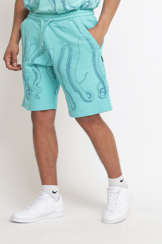 Octopus Dyed Sweatshort - Acquamarina
