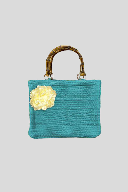 Tote Bag Mini Con Manico Bamboo - Turchese