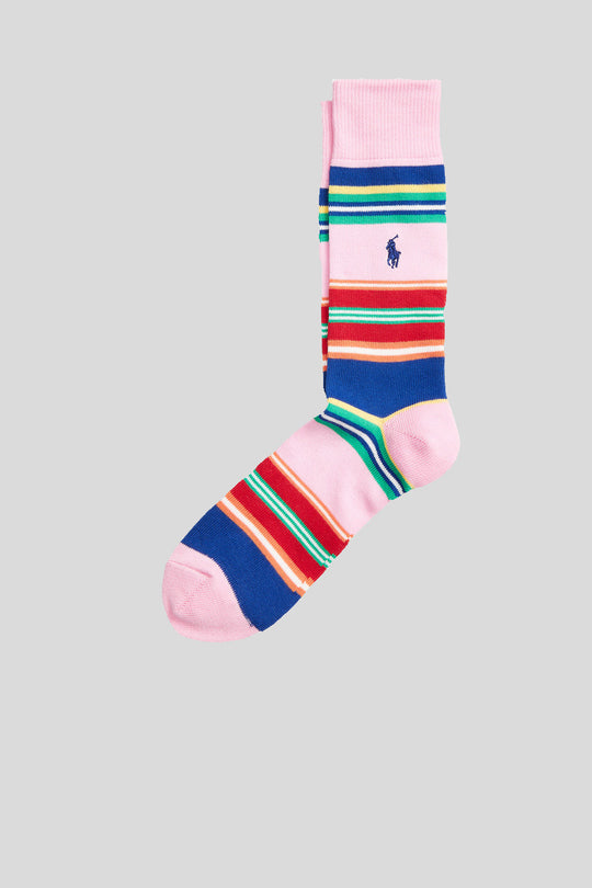 Multi Stripe C-rew Sock single - Carmel Pink Multi Stripe