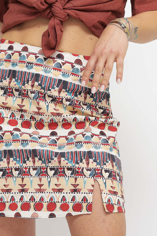 Ladies Skirt - Brown Multi Tribal