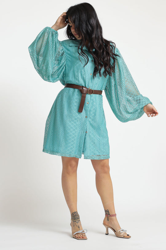 Abito Camicia Corto - Acquamarina