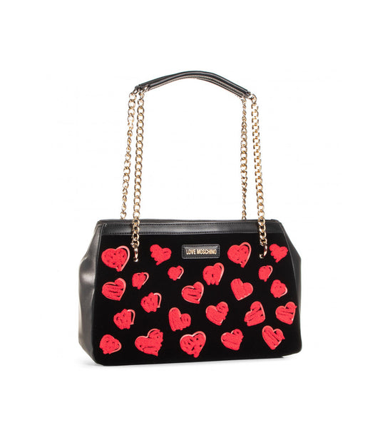 Borsa Velvet + Pu - Nero