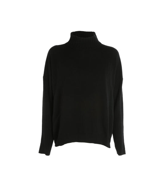 Lupetto Collo E Man. Coste - Nero