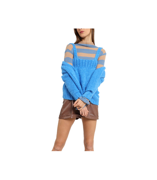 Twin Set In Maglia Cardigan e Canotta - Blu Royal