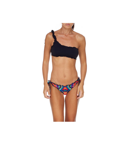 One Shoulder Bandeau Bikini - Black