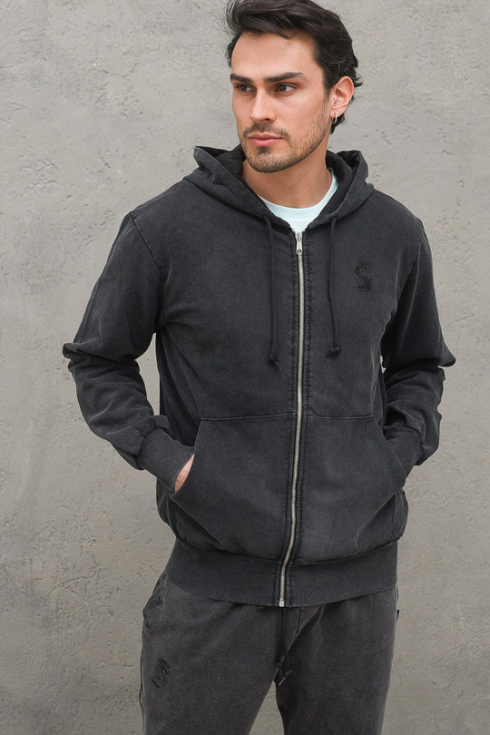 Zip Hooded Sweatshirt - Black