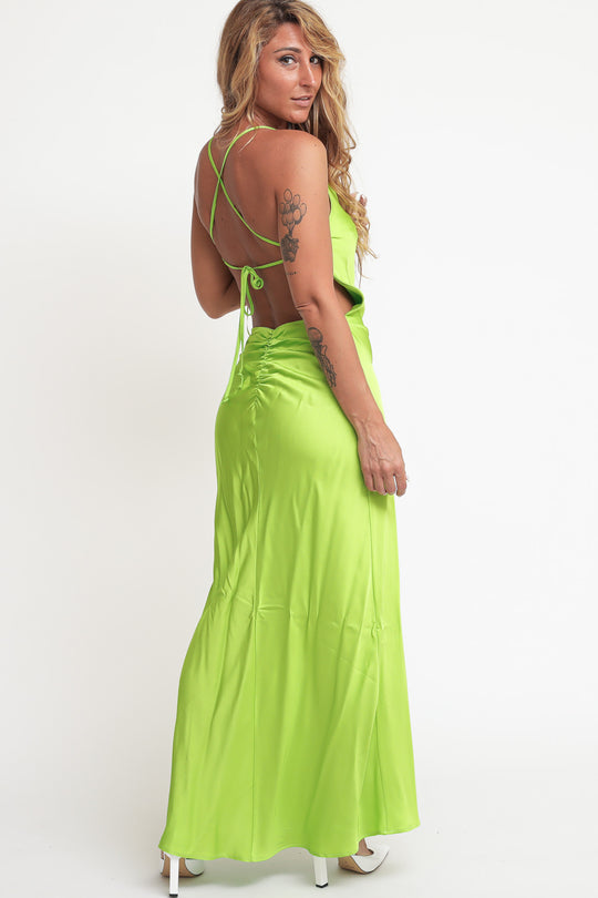 Abito lungo Incrocio Schiena - Verde
