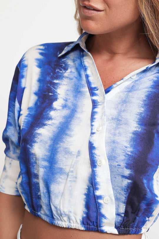 Top Camicia Tie Dye - Blu