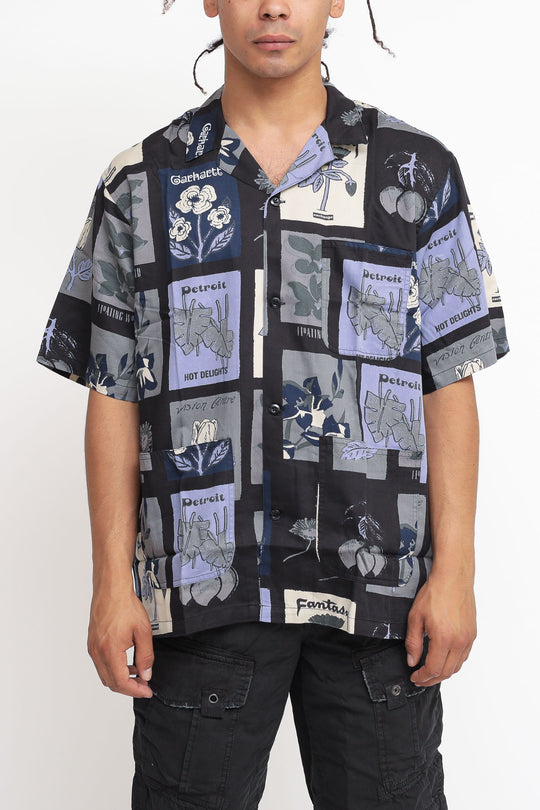 S/s Verdant Shirt Cotton/Tencel Sateen - Verdant Print Black
