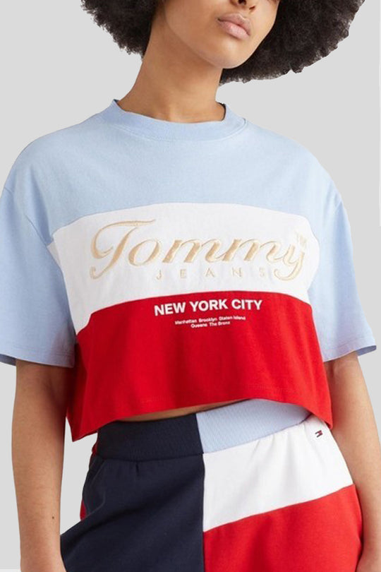 T-shirt Oversized Crop Archive Logo SS - Chambray Sky