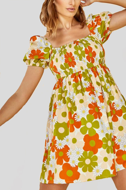 Ladies Dress - Retro Daisy Floral