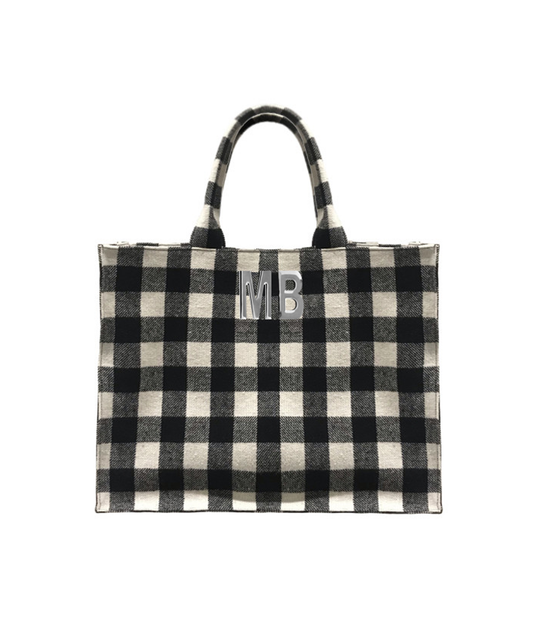 Tote Bag Tartan Mb Metallo - Nero/Bianco