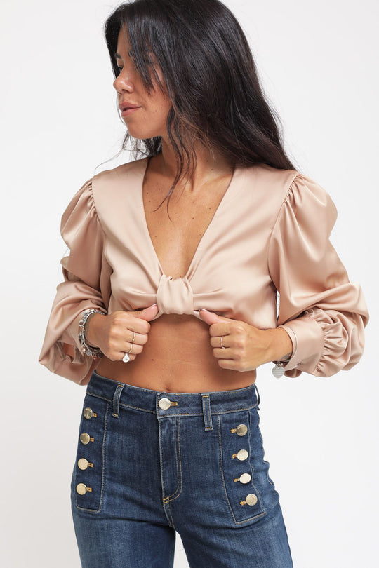 Top Camicia Nodo - Beige