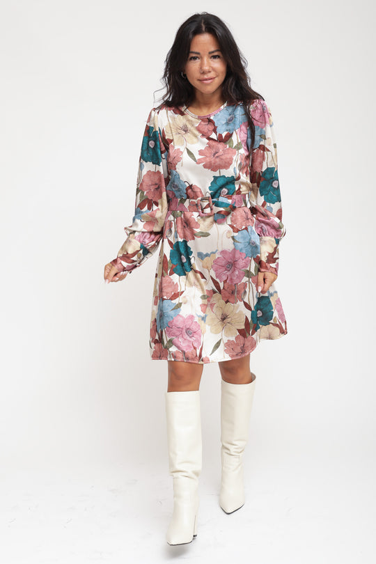 Abito Manica Palloncino Fantasia - Fiori Multicolor