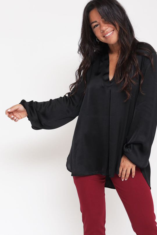 Blusa In Raso - Nero