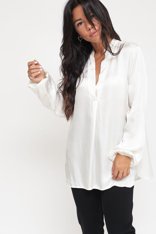 Blusa In Raso - Ecru
