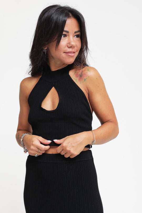 Top Scollo Goccia - Black
