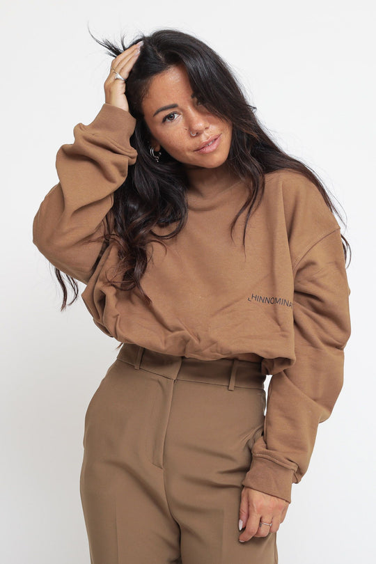 Felpa Lupetto Corta Con Elastico - Marrone Caffe